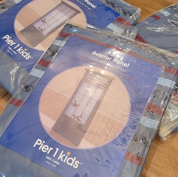 New 2 Pier 1 Kids AVIATOR CURTAINS 40X84 AIRPLANE blue red - Picture 7 of 7